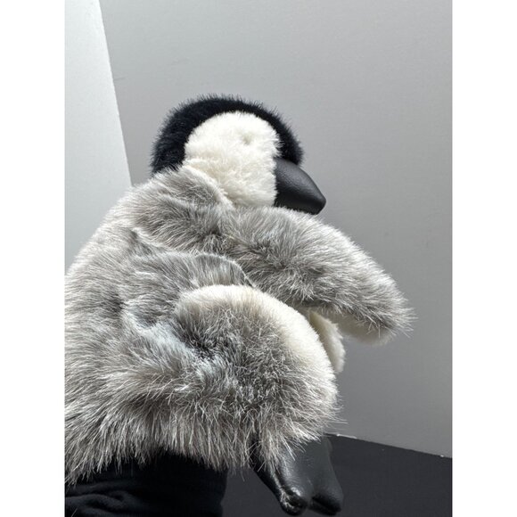 Folkmanis Penguin Plush Hand Puppet Black White Gray Small Hand 9" - Picture 8 of 10